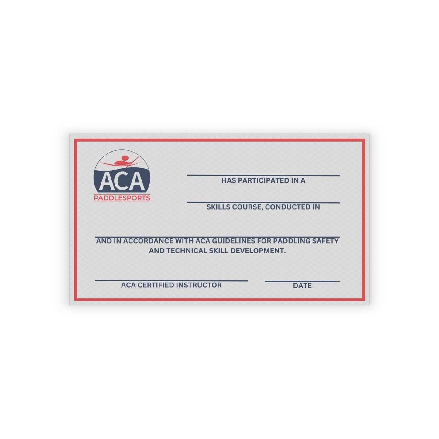 ACA Skills Course Participation Cards