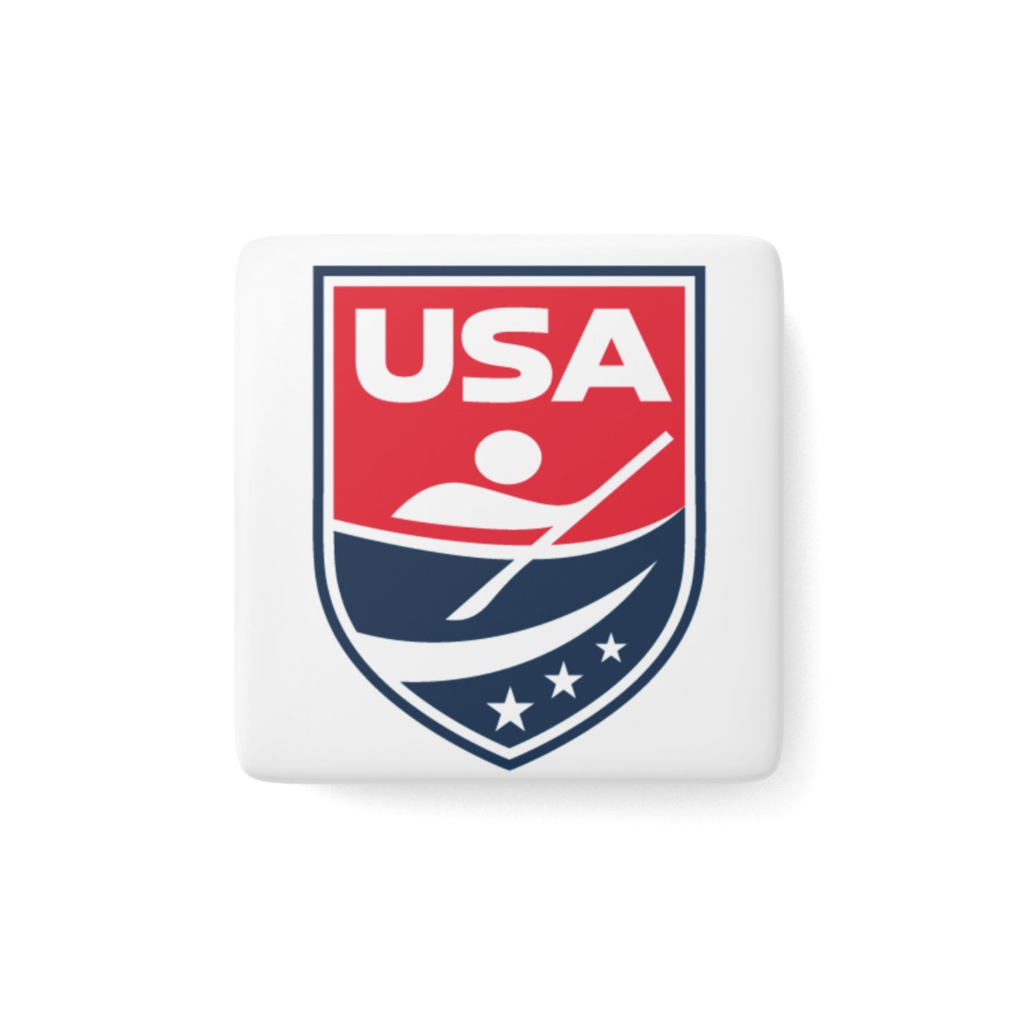 USA Canoe / Kayak Square Porcelain Magnet - White