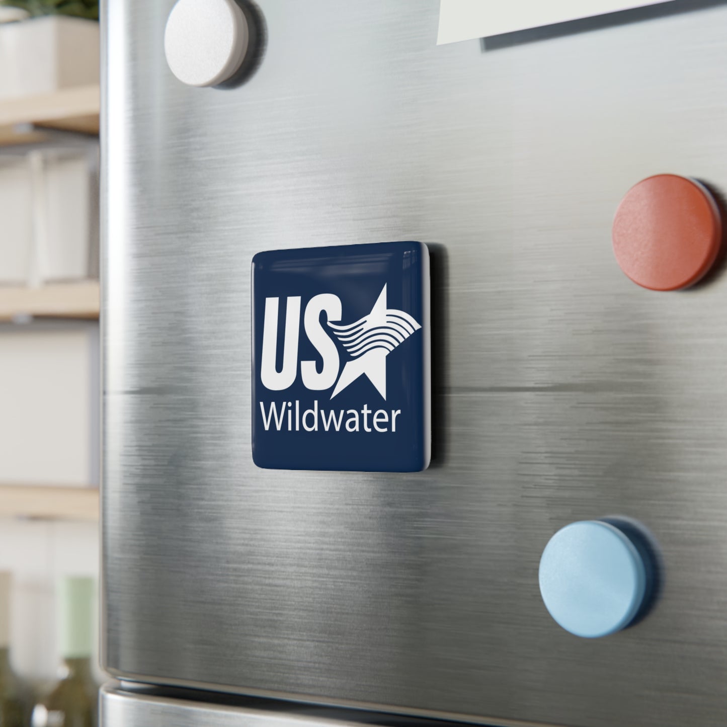 USA Wildwater Square Porcelain Magnet - Blue