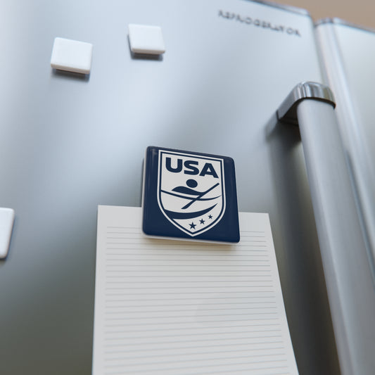 USA Canoe / Kayak Logo Square Porcelain Magnet - Blue