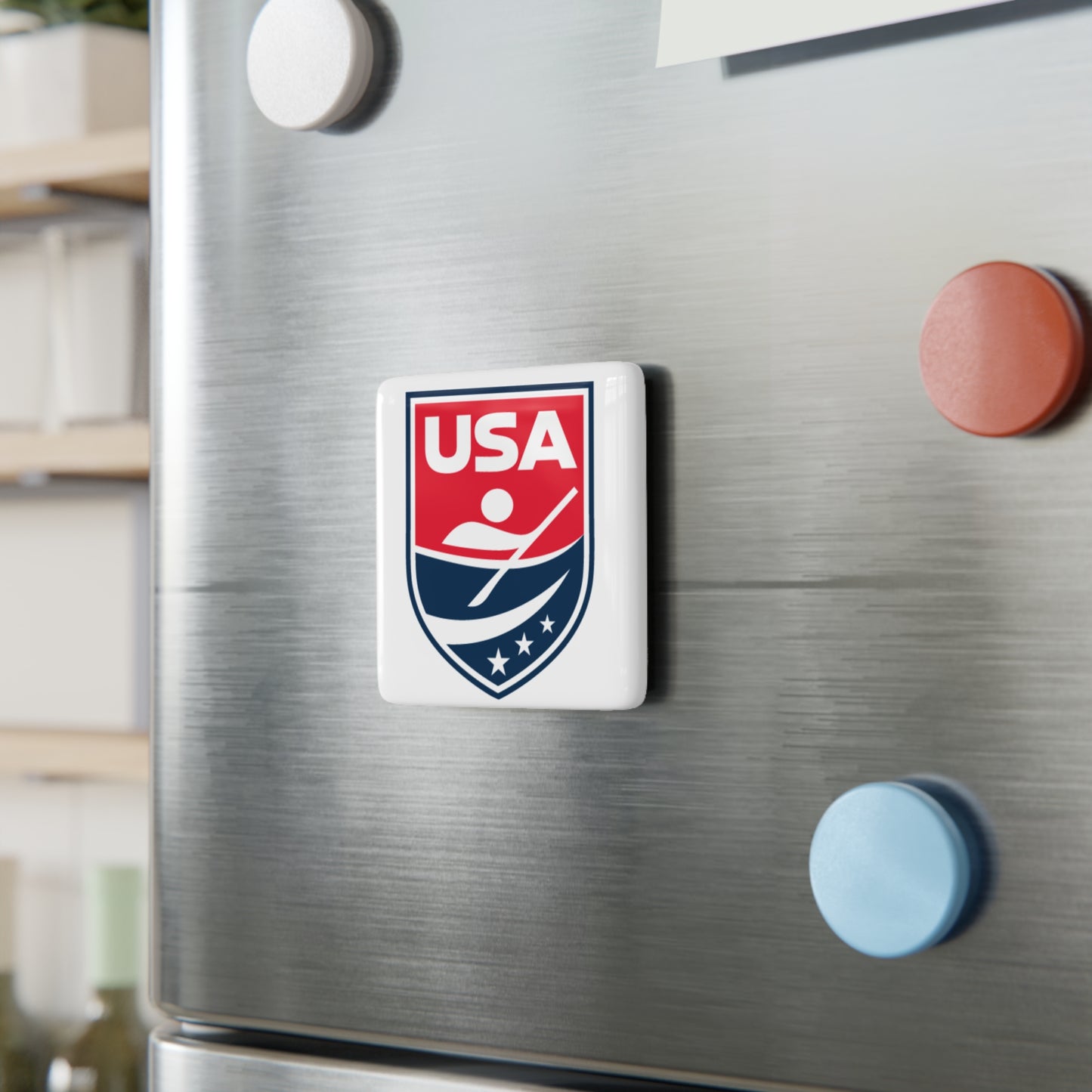 USA Canoe / Kayak Square Porcelain Magnet - White