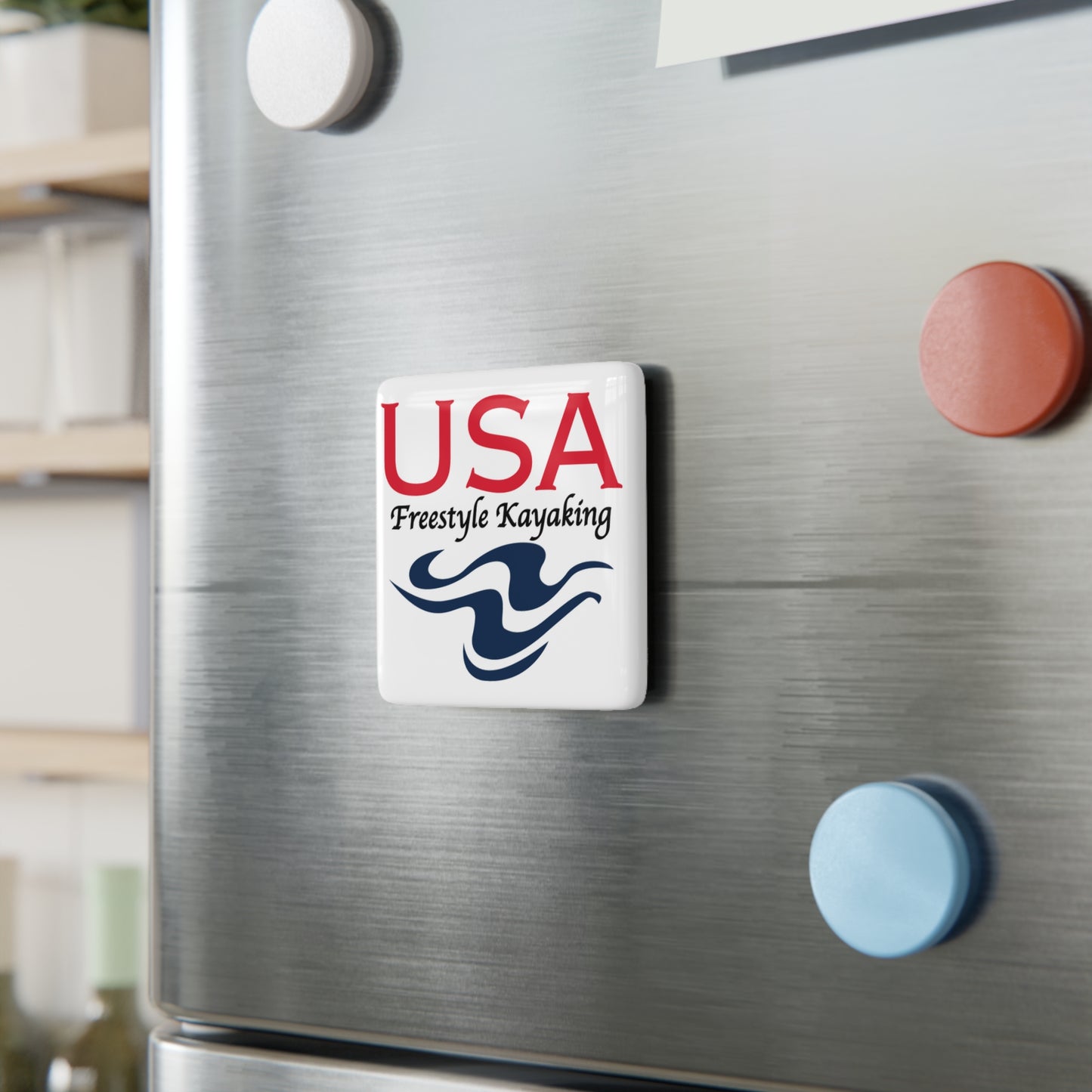 USA Freestyle Square Porcelain Magnet - White