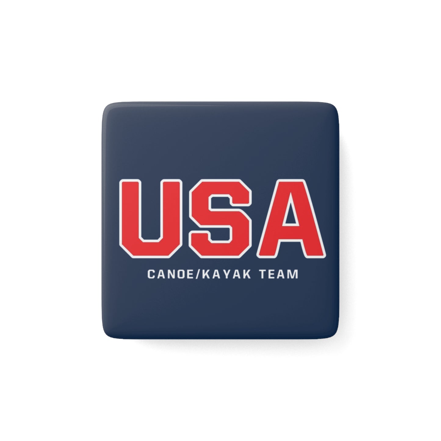 USA Canoe / Kayak Team Logo Square Porcelain Magnet - Blue