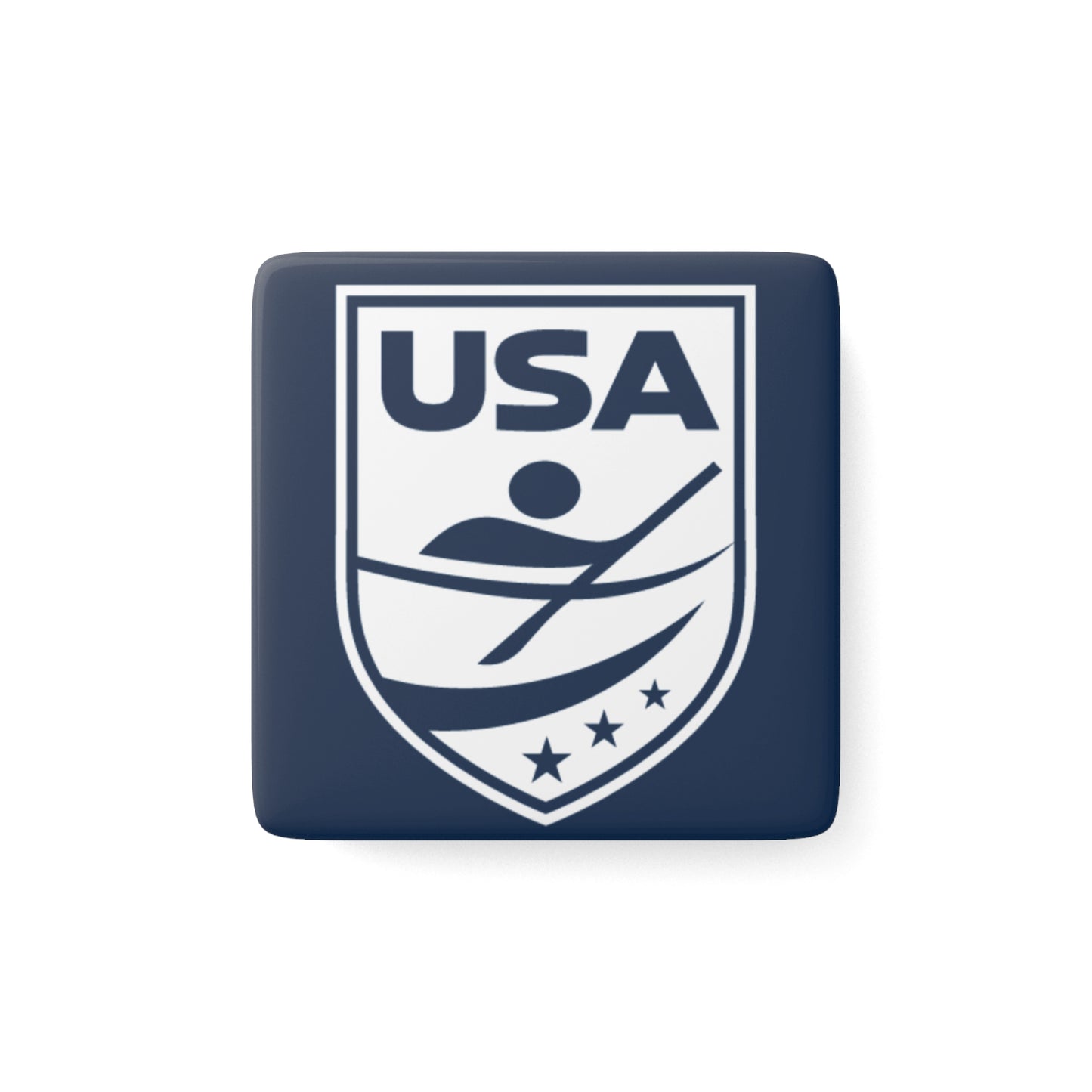 USA Canoe / Kayak Logo Square Porcelain Magnet - Blue